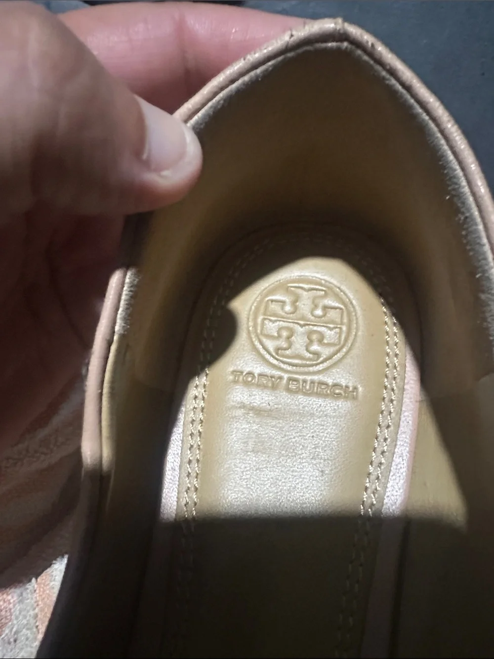 Tory Burch Blush Pink Leather Logo Ballet Flats